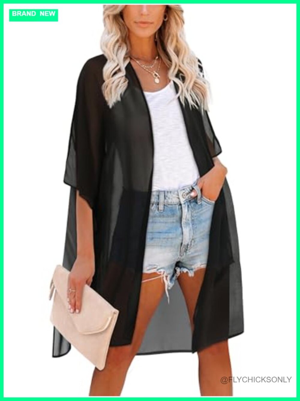 Women's Kimono Swimsuit Coverup Chiffon Beach Loose Cardigan Summer